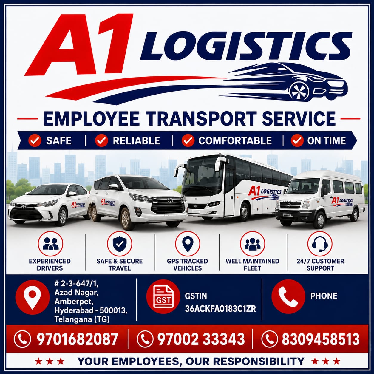 A1 Logistics Employee Transport Service Hub and Fleet Showcase